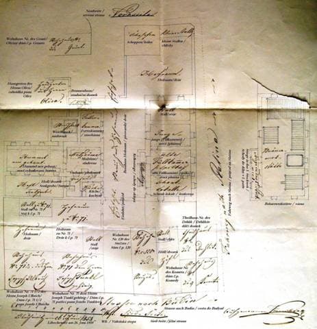 Obr. č. 11. Plánek nového pivovaru z r. 1858. (SOA Ltm, Vs. Libochovice, kt. 159, č. 258)
